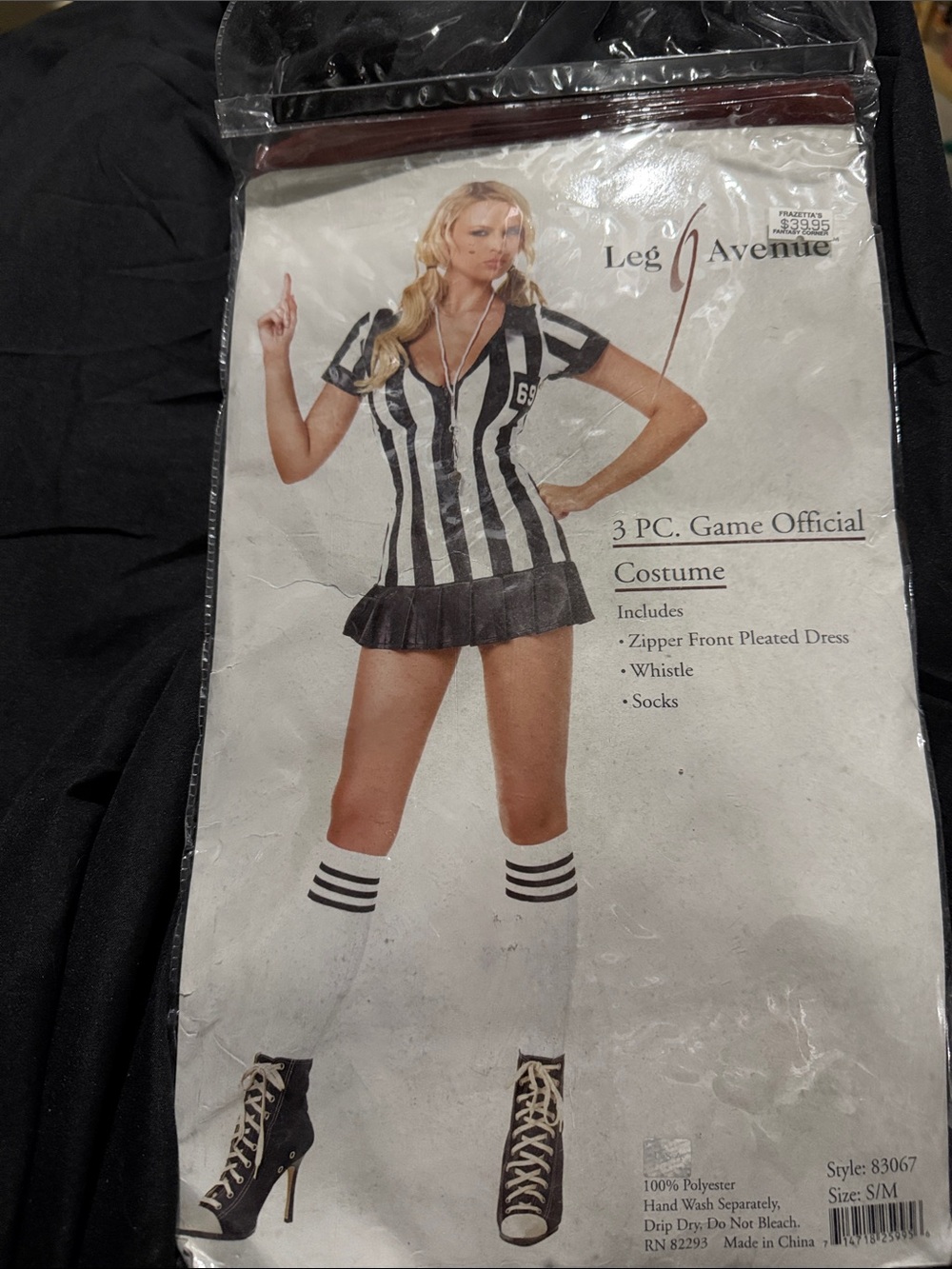 Halloween -Leg Avenue Black and White Striped Referee Costume Dress